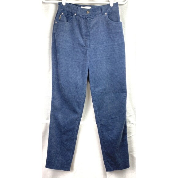 Escada Margaretha Ley Indigo Muted Navy Blue Fine Cordouroy Jeans‎ Pants Size 36 - Picture 1 of 10